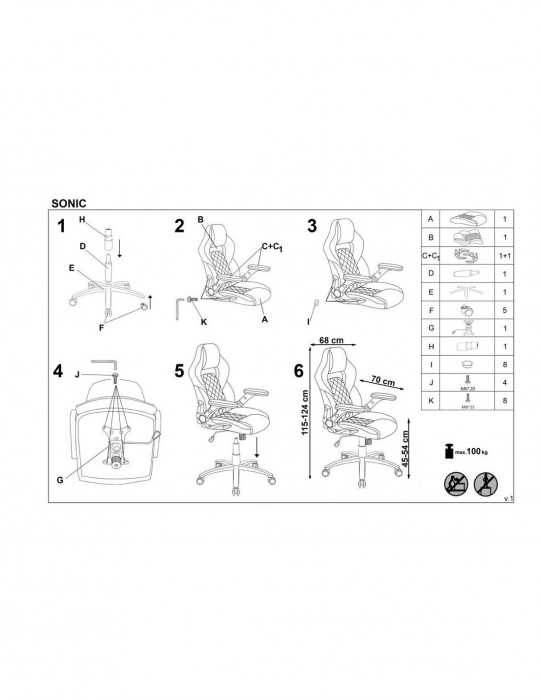Scaun directorial HM Sonic negru-gri, design ergonomic [12]
