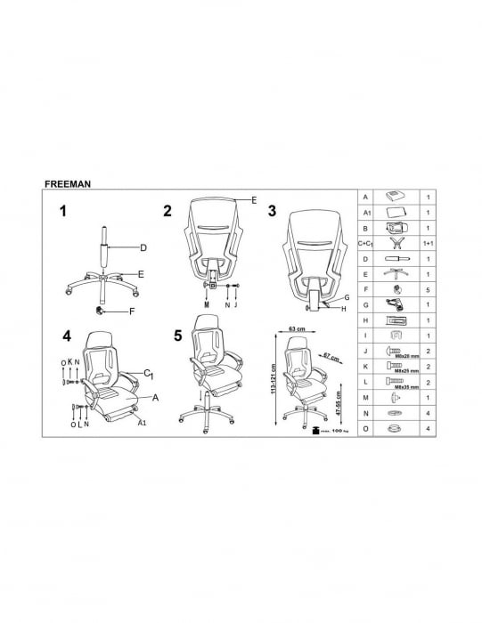 Scaun directorial HM Freeman gri cu spătar mesh și suport pentru picioare [9]