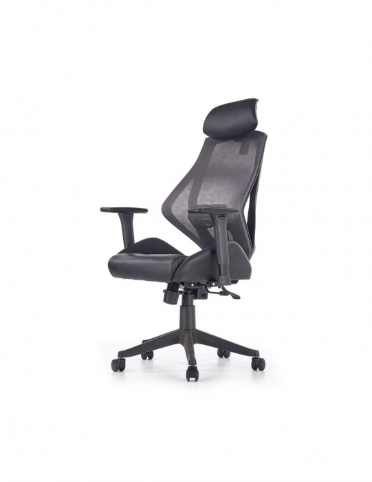 Scaun directorial ergonomic negru cu spatar mesh si tetiera [2]
