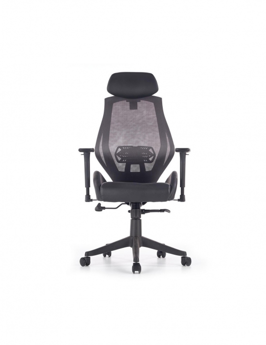 Scaun directorial ergonomic negru cu spatar mesh si tetiera [3]