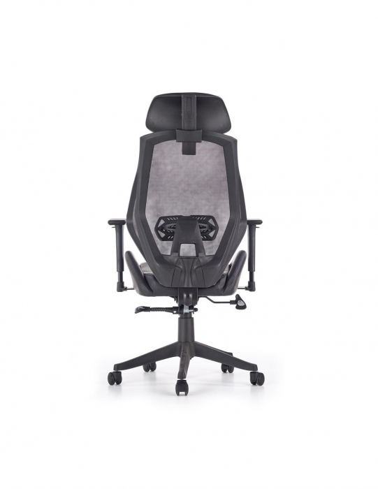Scaun directorial ergonomic negru cu spatar mesh si tetiera [5]