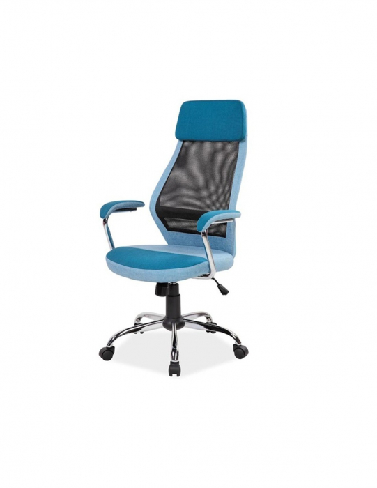 Scaun directorial mesh SL Q336 albastru cu baza cromata si roti [2]