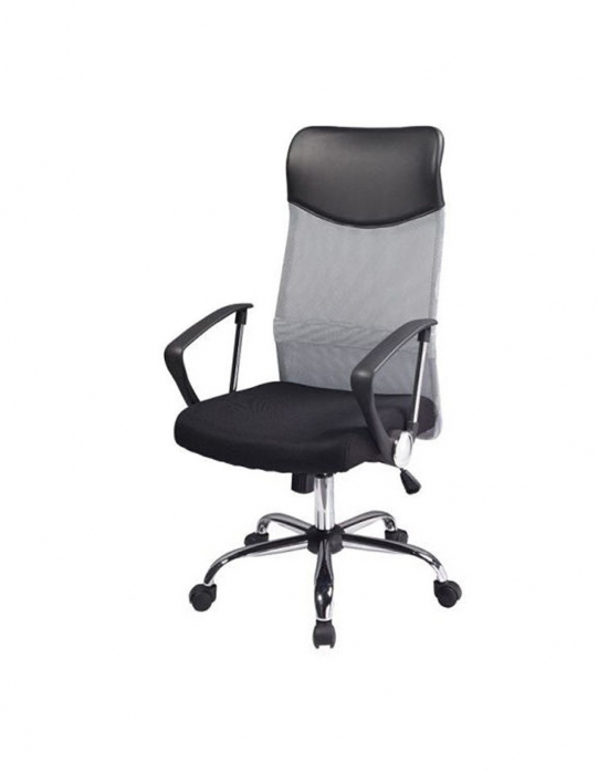 Scaun directorial gri SL Q025 cu spatar din mesh si baza cromata [3]