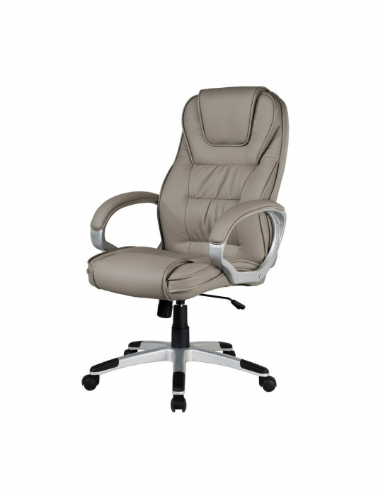 Scaun directorial SL Q031 gri, piele ecologica, baza cu 5 roti, reglaj inaltime si balans [2]