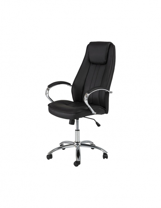Scaun directorial negru SL Q036 cu baza cromata [2]