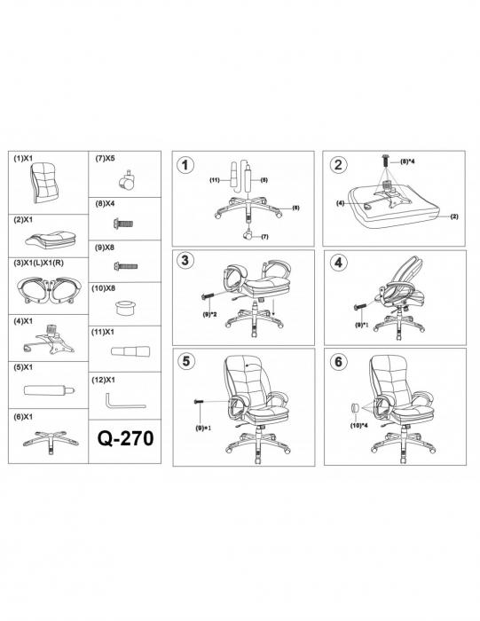 Scaun directorial negru SL Q270 cu baza cromata si roti [5]