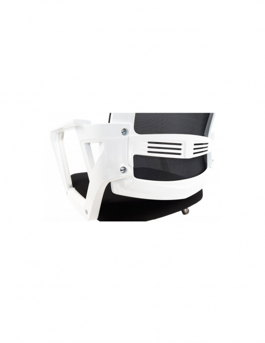 Scaun Ergonomic 1600 Blanca cu Spatar Mesh Negru si Baza Alba [4]