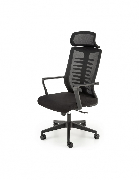 Scaun ergonomic mesh HM Fabio negru cu tetiera si spatar ventilat [2]