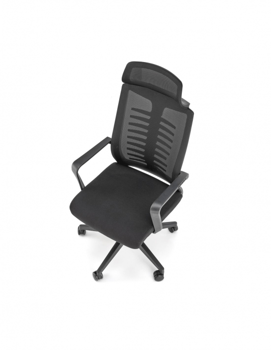 Scaun ergonomic mesh HM Fabio negru cu tetiera si spatar ventilat [10]