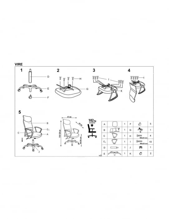 Scaun ergonomic HM Vire gri - vedere frontală [4]
