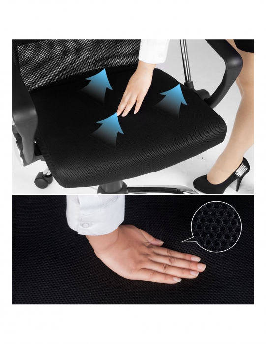 Scaun ergonomic Vire negru cu spatar din mesh si baza metalica cromata [6]