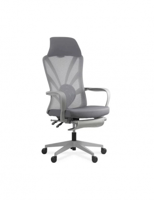 Scaun ergonomic gri multifuncțional SYYT 9512 cu spătar din mesh și suport pentru picioare [2]