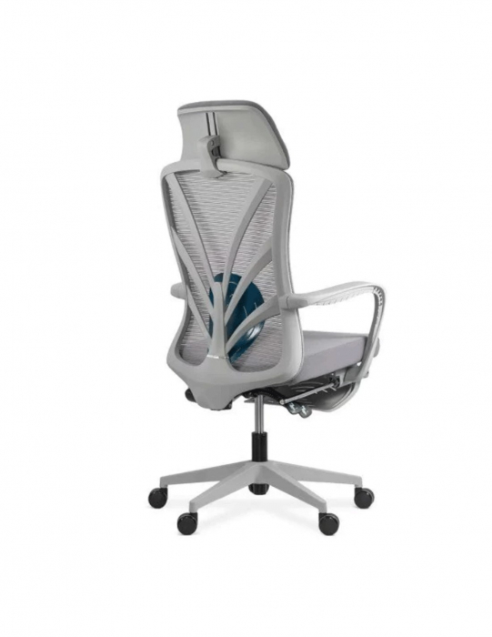 Scaun ergonomic gri multifuncțional SYYT 9512 cu spătar din mesh și suport pentru picioare [3]