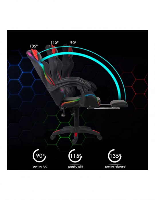 Scaun gaming cu banda LED RGB OFF 303 [12]