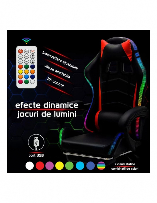 Scaun gaming cu banda LED RGB OFF 303 [10]