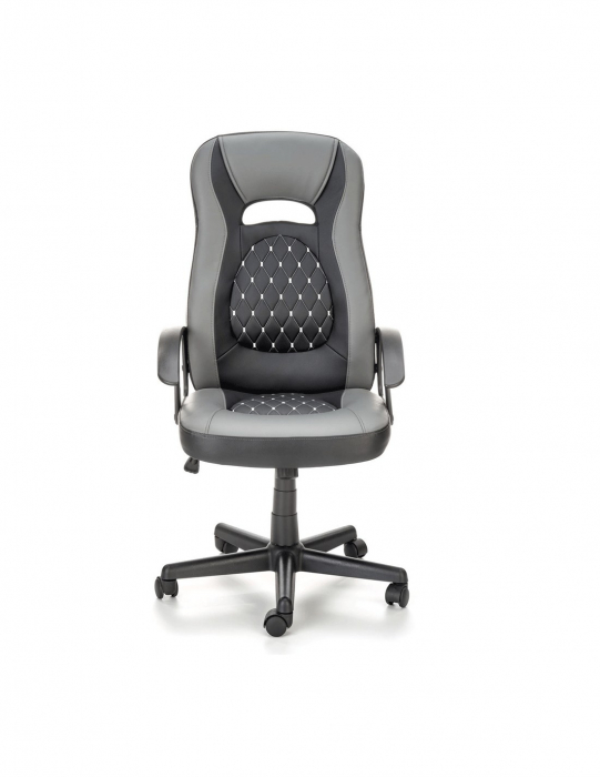 Scaun gaming HM Castano gri cu negru, cu detaliu romburi pe spatar si sezut [3]
