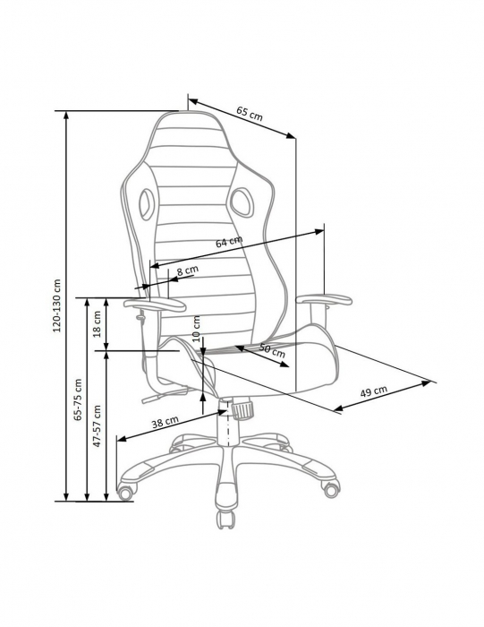 Scaun de gaming HM Ranger gri cu design sportiv si tapiterie din stofa [6]