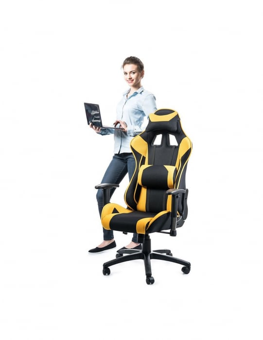 Scaun gaming SL Viper negru-galben, vedere frontală [2]