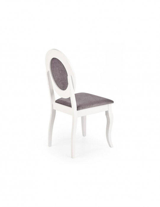 Scaun living HM Barock alb cu tapiterie gri pe fundal alb [9]