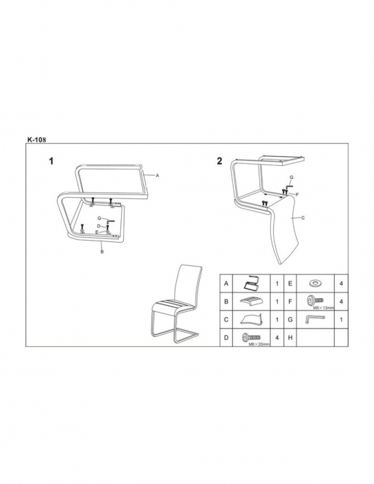 Scaun living HM K108 alb piele ecologica otel cromat [2]