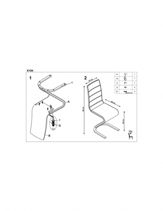 Scaun living K194 piele ecologica negru baza cromata design modern [3]