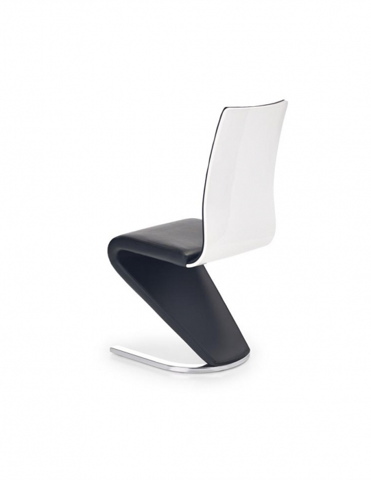 Scaun living K194 piele ecologica negru baza cromata design modern [2]