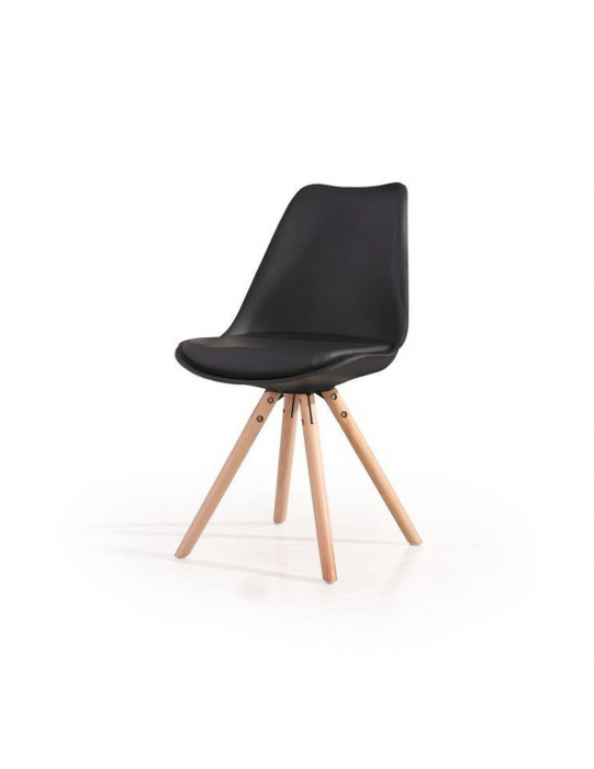 Scaun living negru K201 cu picioare din lemn [2]