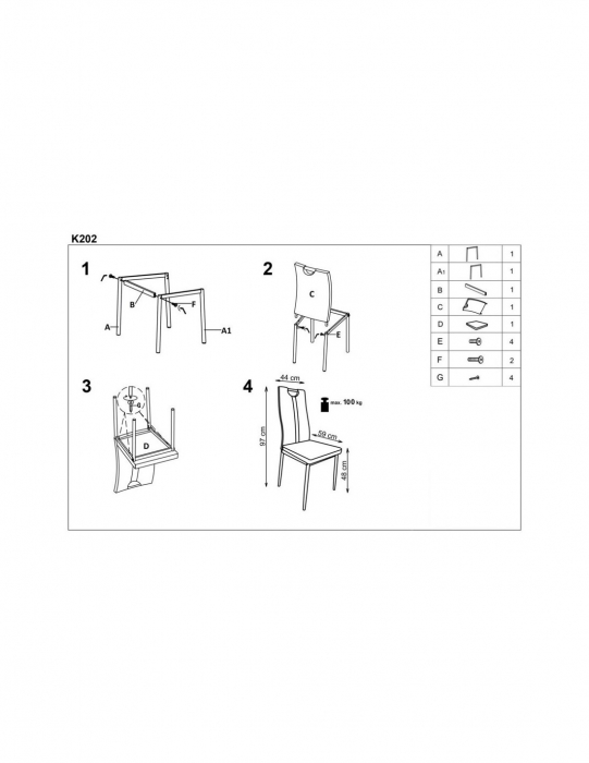 Scaun living HM K202 cappucino cu tapiterie piele ecologica si maner metalic [2]
