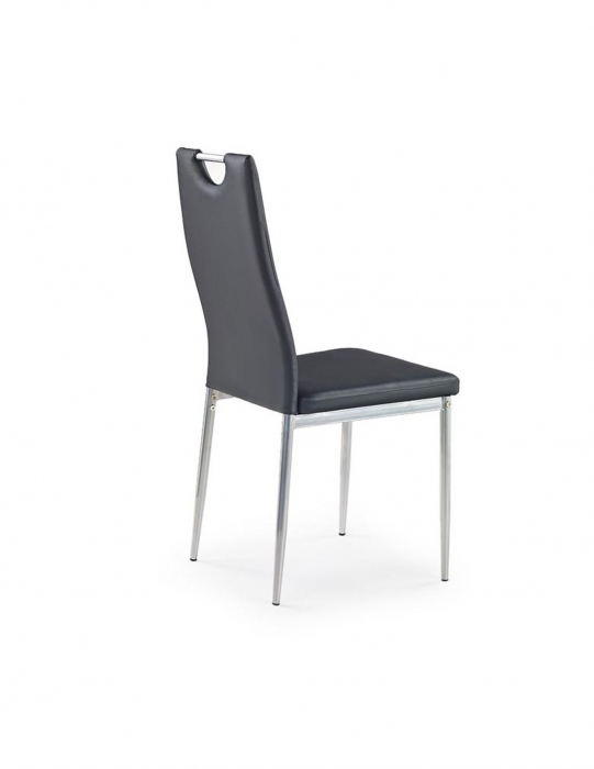Scaun living negru HM K202 cu spatar inalt si picioare metal cromat [3]