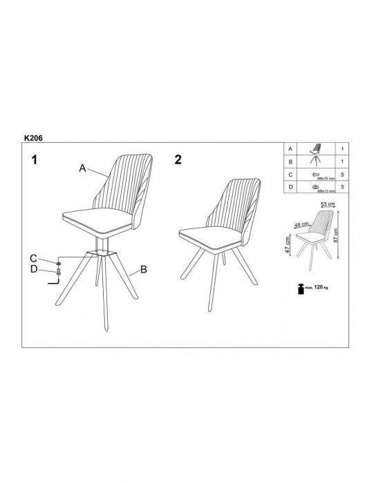 Scaun living HM K206 alb [4]