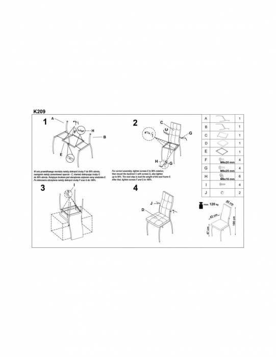 Scaun living HM K209 alb cu picioare metalice cromate si spatar matlasat [3]