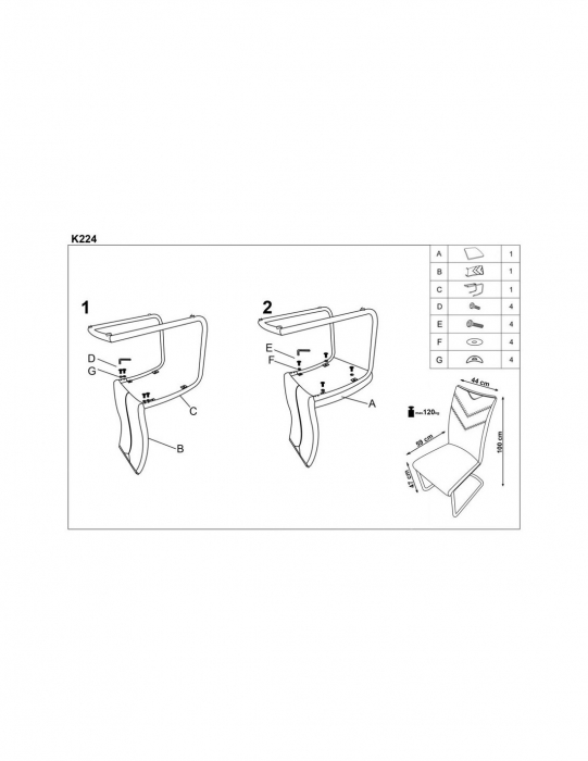 Scaun living alb HM K224 din piele ecologica pe structura de otel cromat [3]