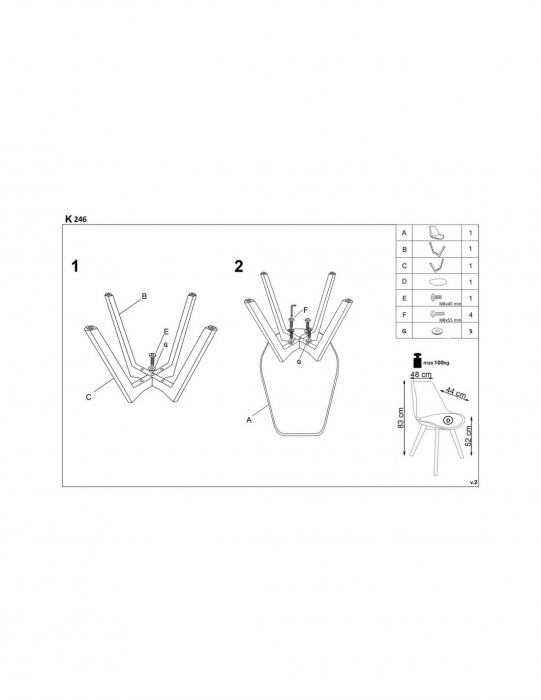 Scaun living HM K246 cu spatar transparent si picioare din lemn [3]