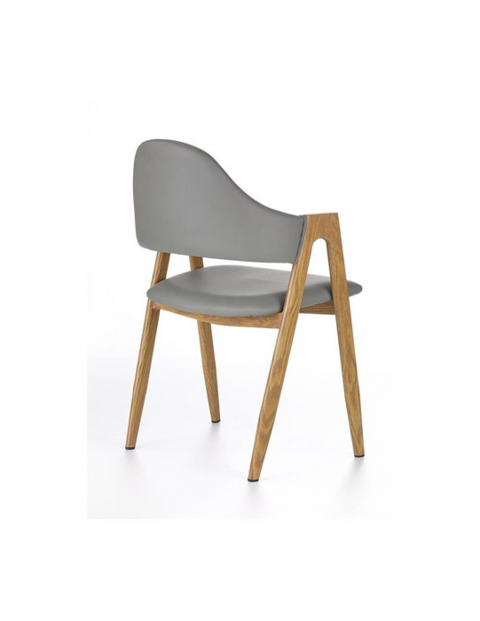 Scaun living HM K247 gri piele ecologica cu picioare metalice imitație lemn [2]