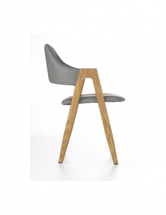 Scaun living HM K247 gri piele ecologica cu picioare metalice imitație lemn [3]
