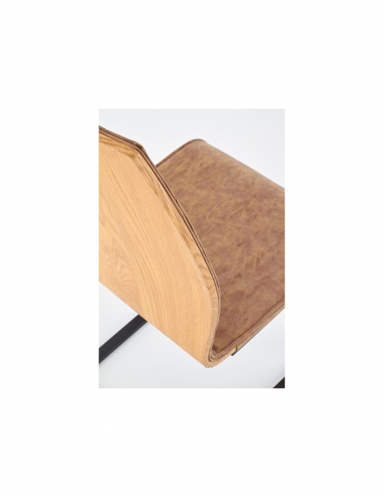 Scaun living HM K265 maro, piele ecologica matlasata, picioare metalice [5]