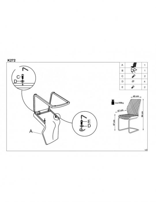 Scaun living HM K272 bej inchis, piele ecologica, structura metalica [5]