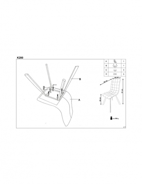 Scaun living HM K280 maro, piele ecologica, picioare metal [5]