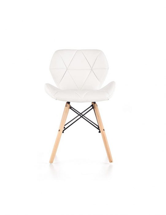 Scaun living alb piele ecologica picioare lemn K281 [4]