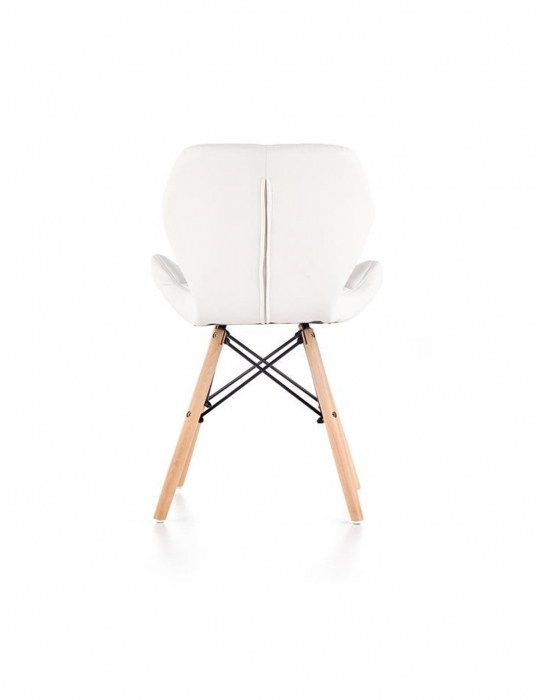 Scaun living alb piele ecologica picioare lemn K281 [2]