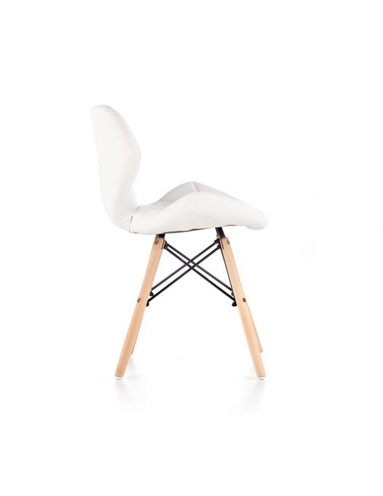 Scaun living alb piele ecologica picioare lemn K281 [3]
