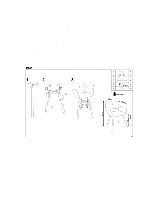 Scaun living HM K283 bej cu picioare din lemn [4]