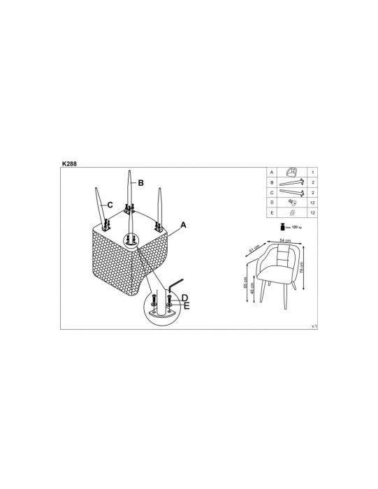 Scaun living K288 gri-bej cu picioare din metal [2]