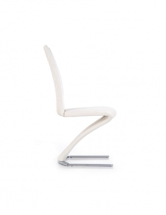 Scaun living HM K291 alb, piele ecologica, structura cromata [2]