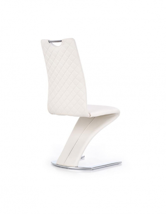 Scaun living HM K291 alb, piele ecologica, structura cromata [4]