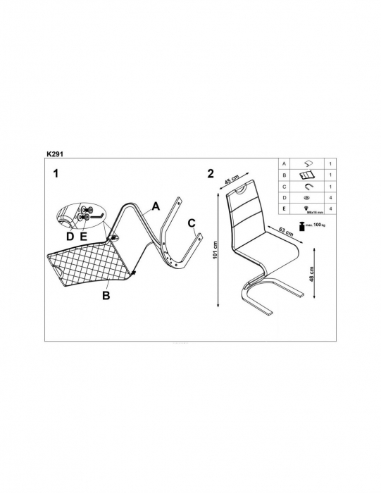 Scaun living HM K291 alb, piele ecologica, structura cromata [5]