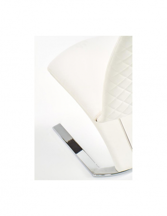 Scaun living HM K291 alb, piele ecologica, structura cromata [3]