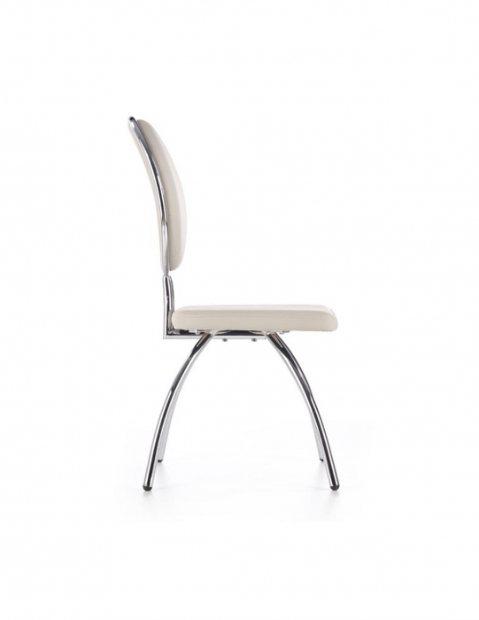 Scaun living HM K297, structura metalica, sezut si spatar piele ecologica crem [2]