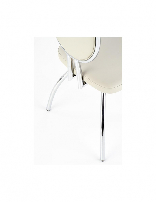 Scaun living HM K297, structura metalica, sezut si spatar piele ecologica crem [3]