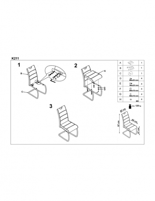 Scaun living HM K349 gri cu structura metalica cromata [2]
